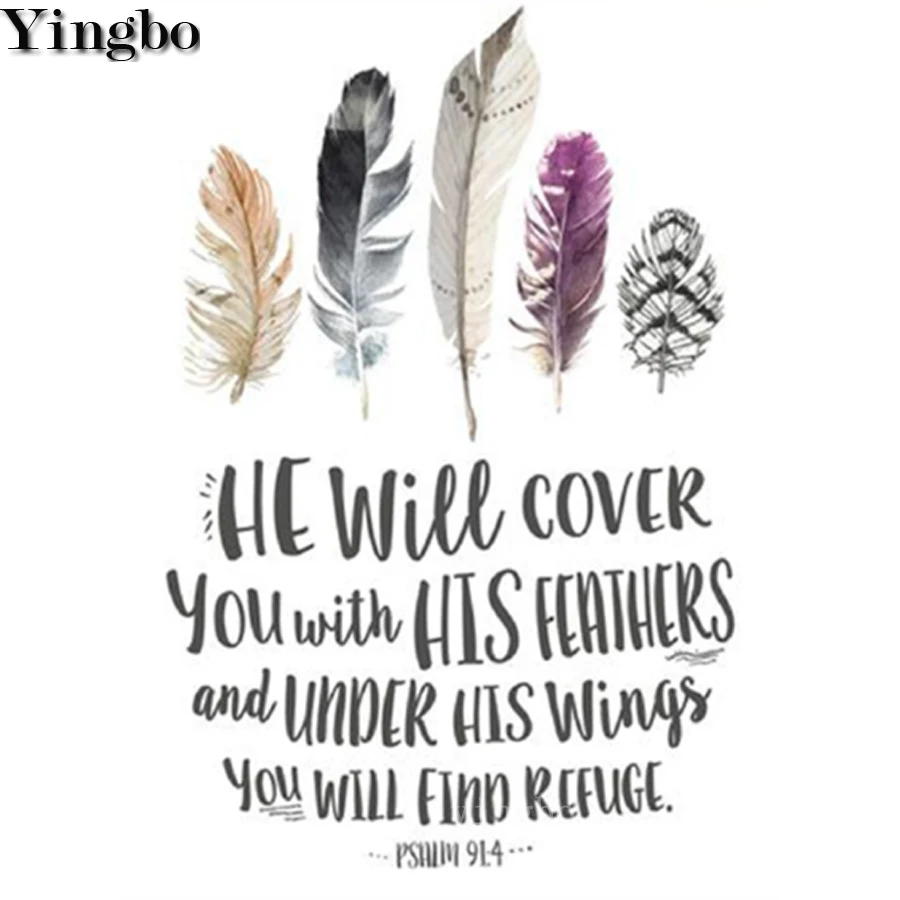 

DIY Diamond Painting Full Square round drill Bible scripture poem feather christianity Diamond Embroidery Diamond Mosaic Decor