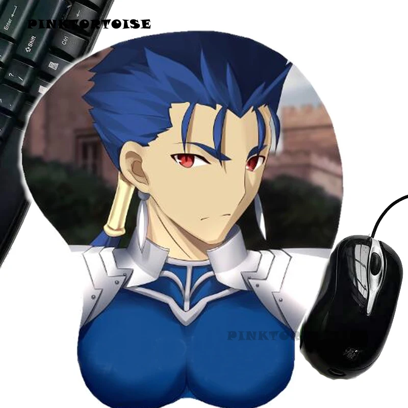 

PINKTORTOISE Anime FATE 3D Mouse Pad with Wrist Rest Silicone gel filled Mouse Mat Cú Chulainn mousepad Silicone rug playmat