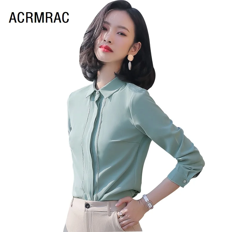 Women shirt Slim spring autumn   Long sleeve  OL Formal Business Blouses & Shirts Woman 987