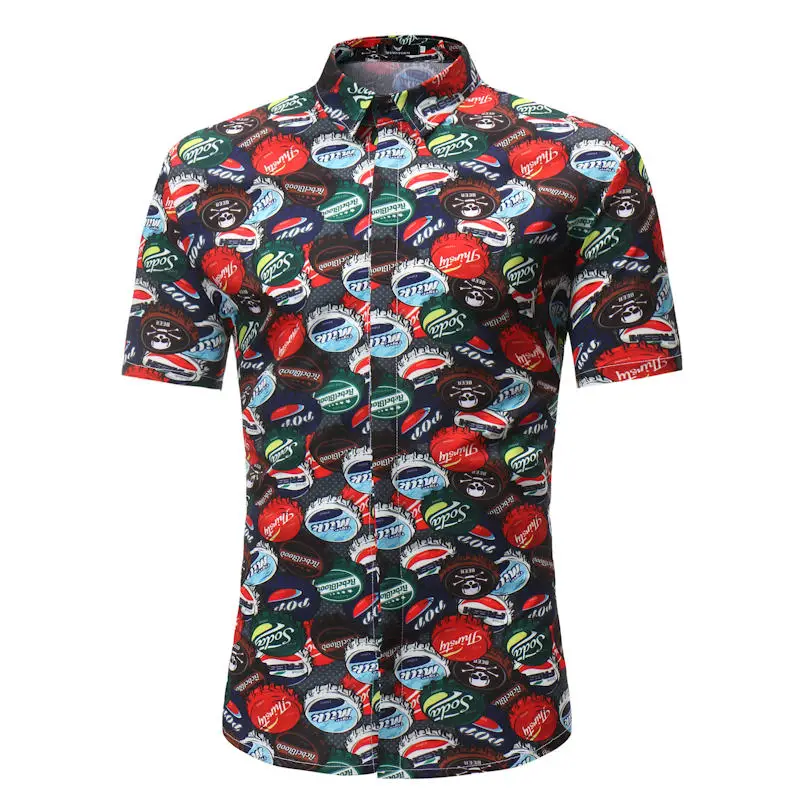 

Shirts Men Tide Summer Style Palm Tree Print Beach Hawaiian Shirt Men Casual Short Sleeve Hawaii Shirt Chemise Homme US Size 3XL
