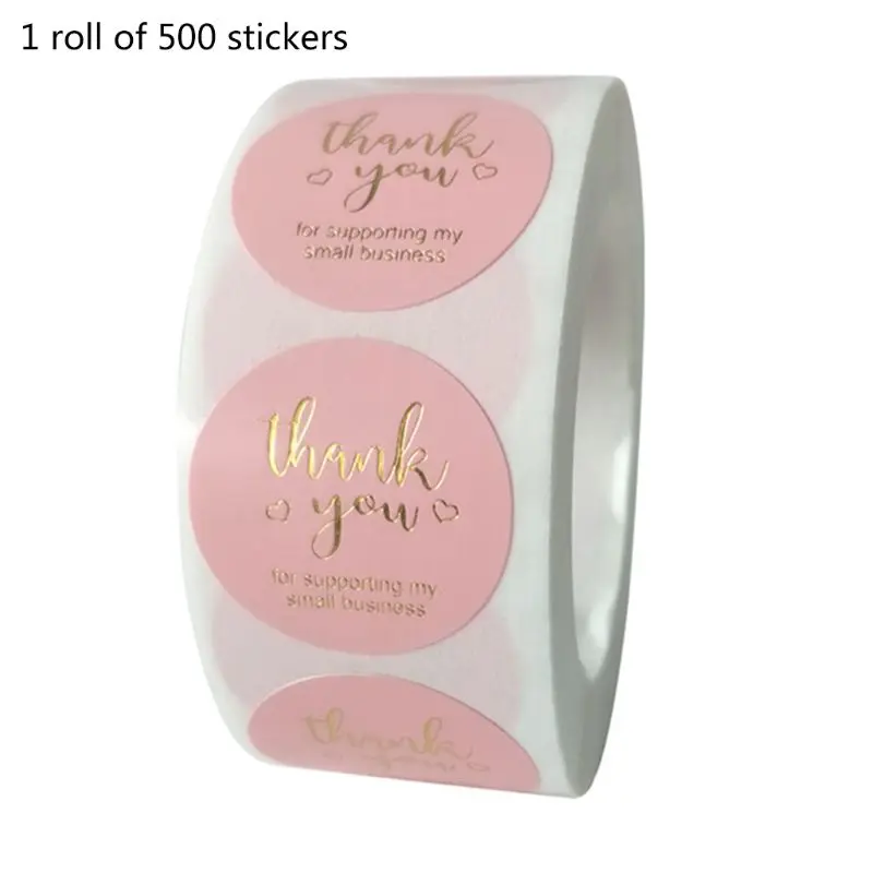 

2021 New 500pcs Thank You Sticker Gold Silver Foil Seal Label for Small Shop Wedding Gift