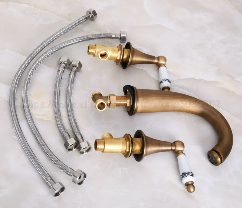 3 шт. античный латунный Смеситель для ванной комнаты ванны модный смеситель