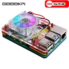 Новый 5-слойный акриловый прозрачный (прозрачный и черный)черныйцветной чехол GeeekPi с охлаждающим вентилятором для Raspberry Pi 4B ICE TOWER