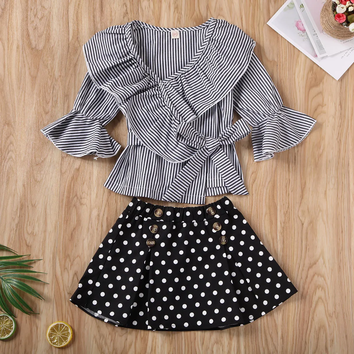 Весна Осень 2020 детская одежда детское платье для маленьких девочек полосатый топ
