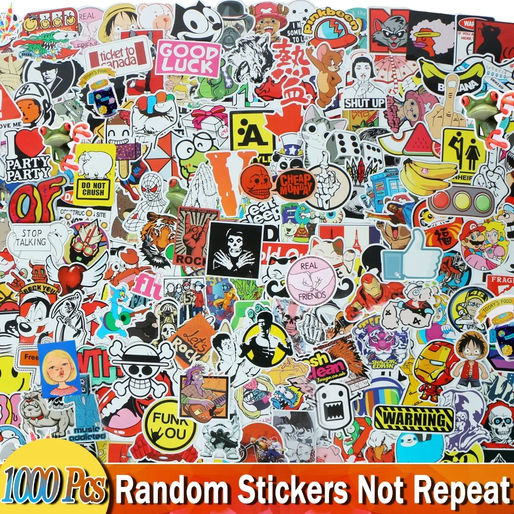 Смешанные 1000 шт забавные мультяшные наклейки для детей DIY игрушки для домашнего декора багаж Автомобиль Велосипед Мотоцикл Ноутбук Граффити стикер