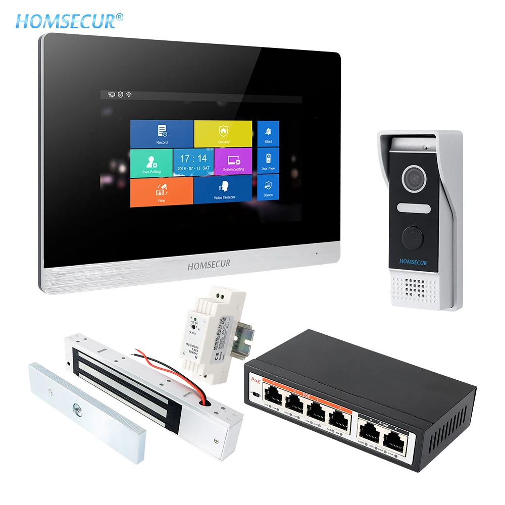 Умный дверной звонок HOMSECUR 7 дюймовый Wi Fi IP видео и аудио магнитный замок 280 кг в
