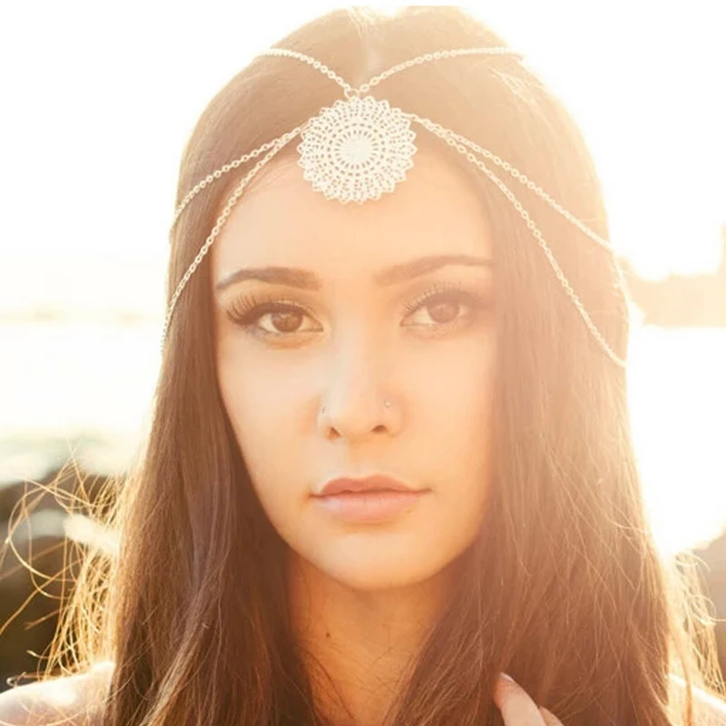 Индийская Хрустальная головная цепочка Kundan повязка на голову золотого цвета