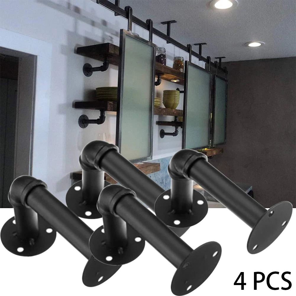 Office Retro Home Wall Mount DIY Decor Bookshelves Kitchen Industrial Pipe Rustic Storage Holder Iron Shelf Bracket Thickened |