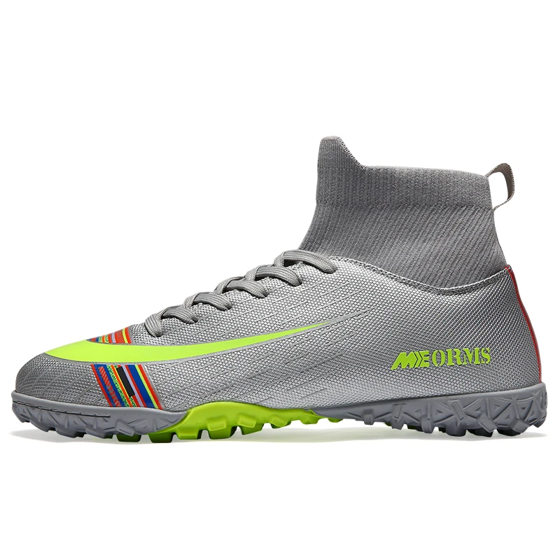silver turf sole Обувь с высоким берцем Для мужчин футбольная обувь бутсы Крытый тренировочные кроссовки газоне футбол в футзале обувь оригинальные детские Для мужчин s Zapatos De Futbol - Цвет: silver turf sole