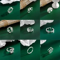 925 sterling silver open irregular heart rings for women trendy simple geometric handmade jewelry adjustable anillos
