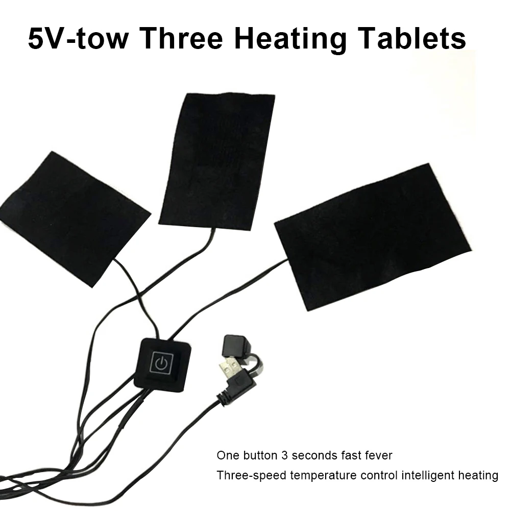 USB Charged Clothes Heating Pad Three-level Thermostat 5V Electric Sheet 3 5 Pads Warmer For Vest Jacket | Спорт и развлечения