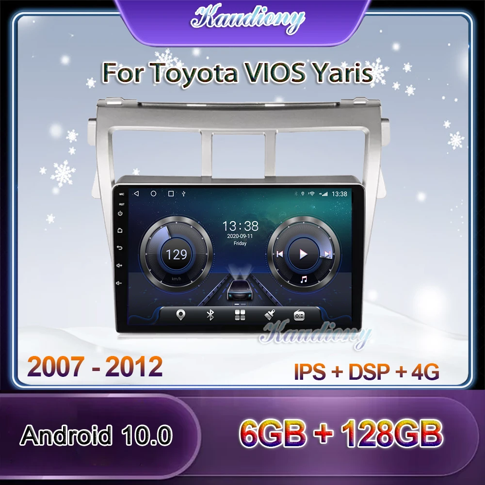 

Kaudiony 9" Android 10.0 Car Radio Automotivo For Toyota VIOS Yaris Car DVD Multimedia Player Auto GPS Navigation 4G 2007-2012