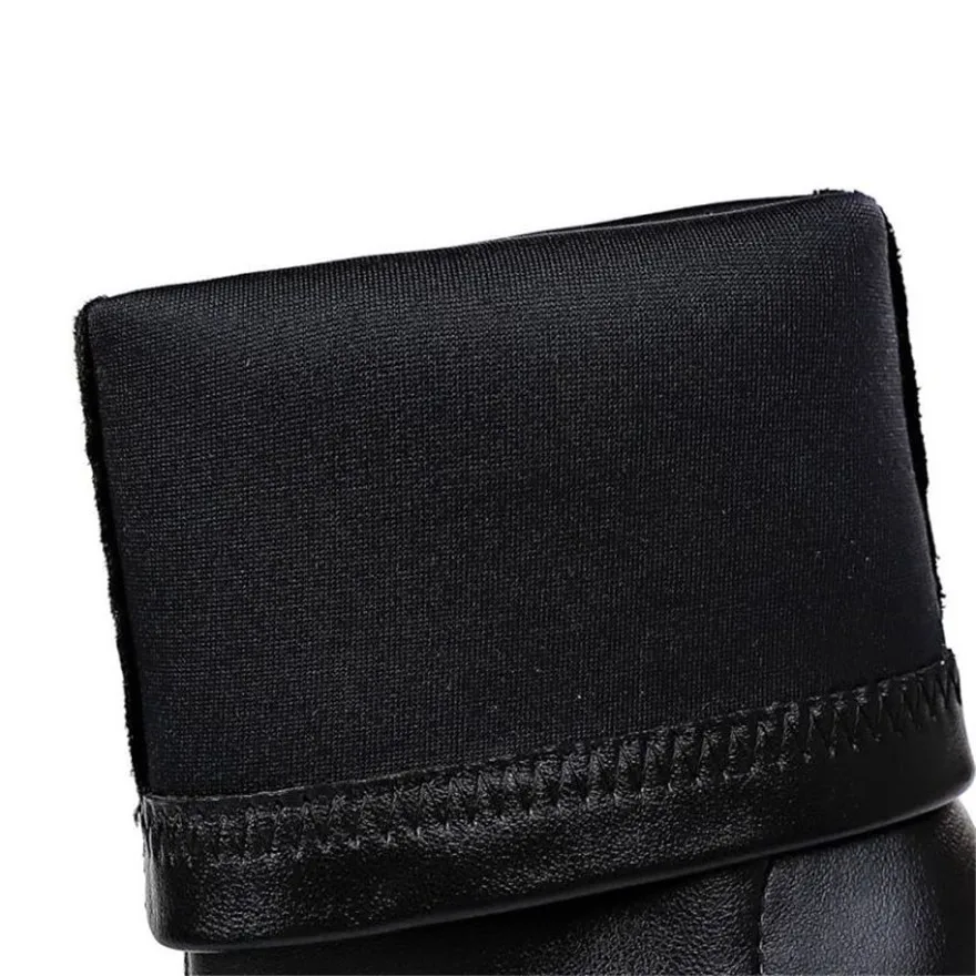 

Winter Warm Soft Leather Woman Boots Pointed Toe Solid Black Mid-Calf Boots High Heels Sexy Dress Office Shoes Women Pumps Brown