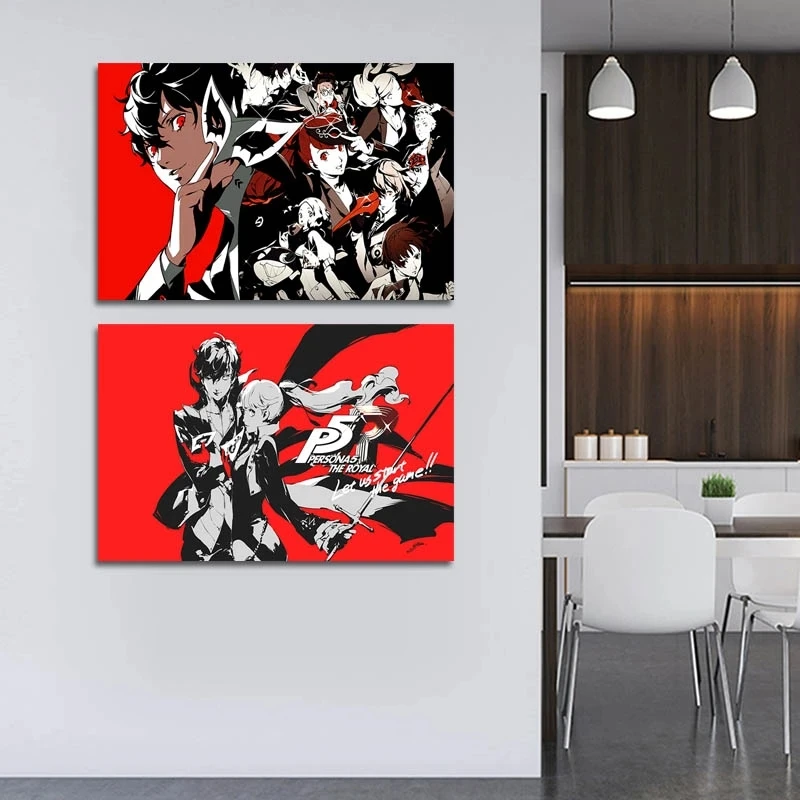 Картина на холсте Persona 5 Royale Постер с аниме персонажами современное настенное