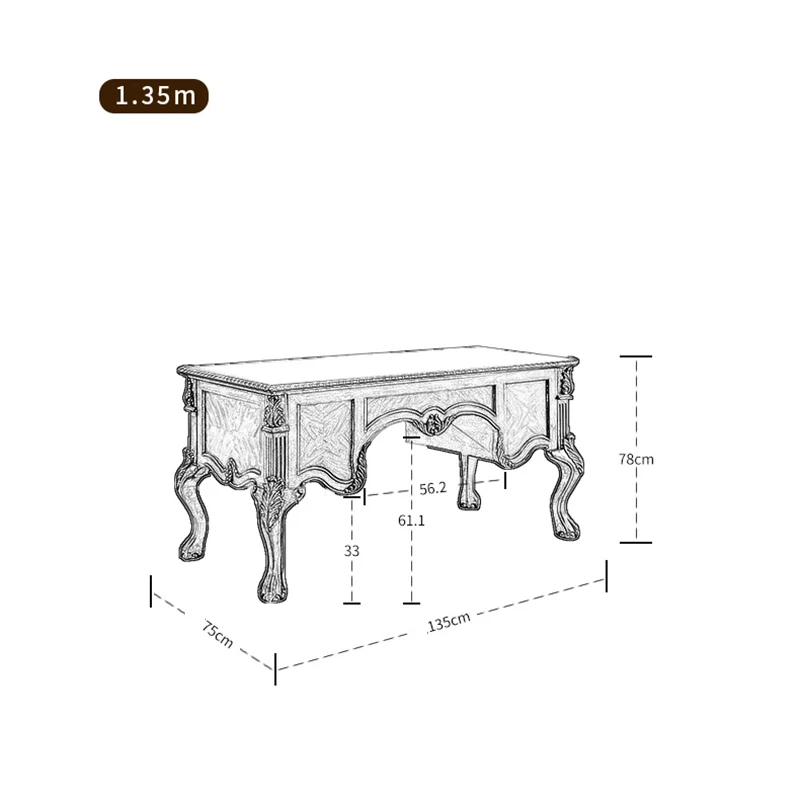 European-style Solid Wood Desk and Chair Combination 1.5m Computer American Home Writing Kids Table |