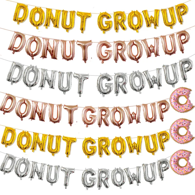 Пончик Grow Up Письмо розовое золото детские надувные шары для душа 2021 Высокое