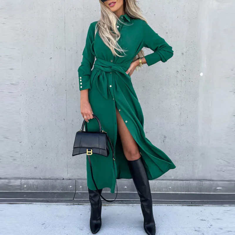 Повседневное однотонное женское платье для поездок новое модное осенне-зимнее