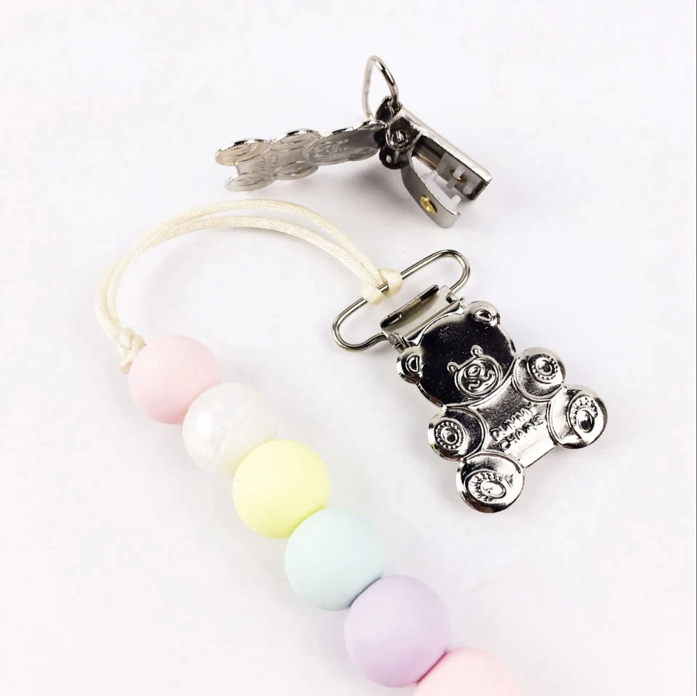 10PCS Bear Suspender Clips Baby Nursing Accessories Birth Gift Binky Clip Cute Children DIY Draft Accessories Baby Bites Toys