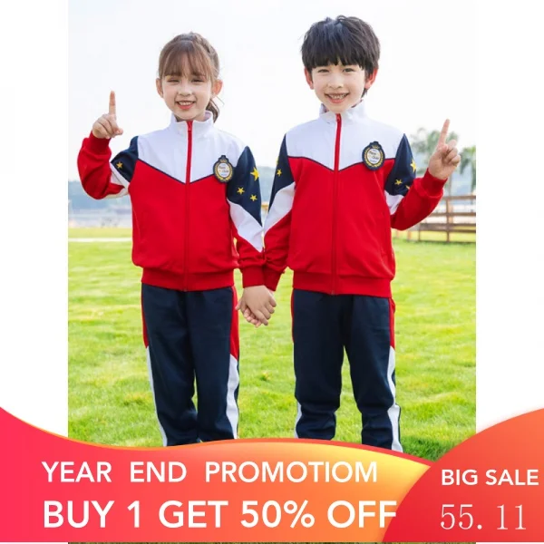 

Kindergarten Suit Spring and Autumn Three-Piece Sportswear Red Children's Suit Primary School Uniform Business Attire