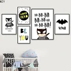 Картина с супергероями алфавита Цитата мультфильм настенное Искусство Холст Декор для детской комнаты картина скандинавские плакаты и принты настенные картины