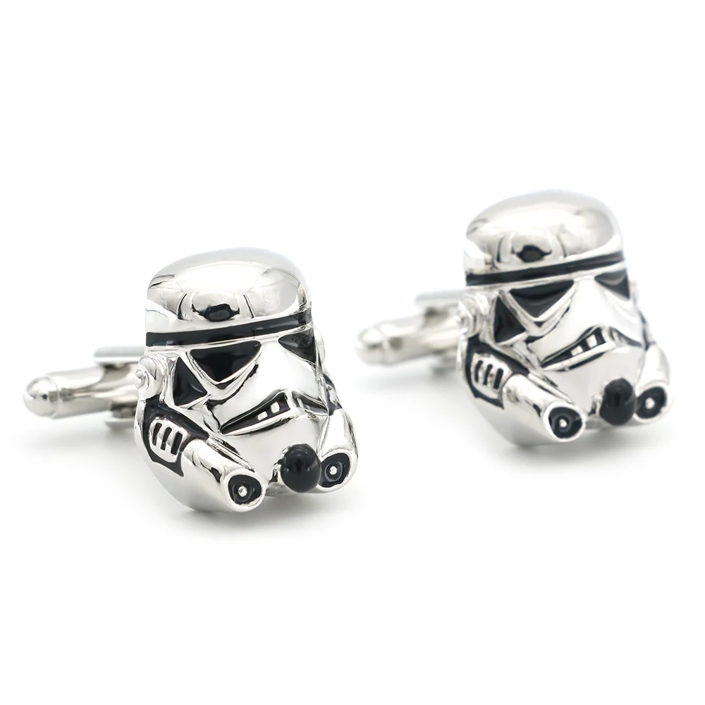 

Movie Design Star Wars Stormtrooper Cufflinks For Men Quality Copper Material White Color Cuff Links Wholesale&retail