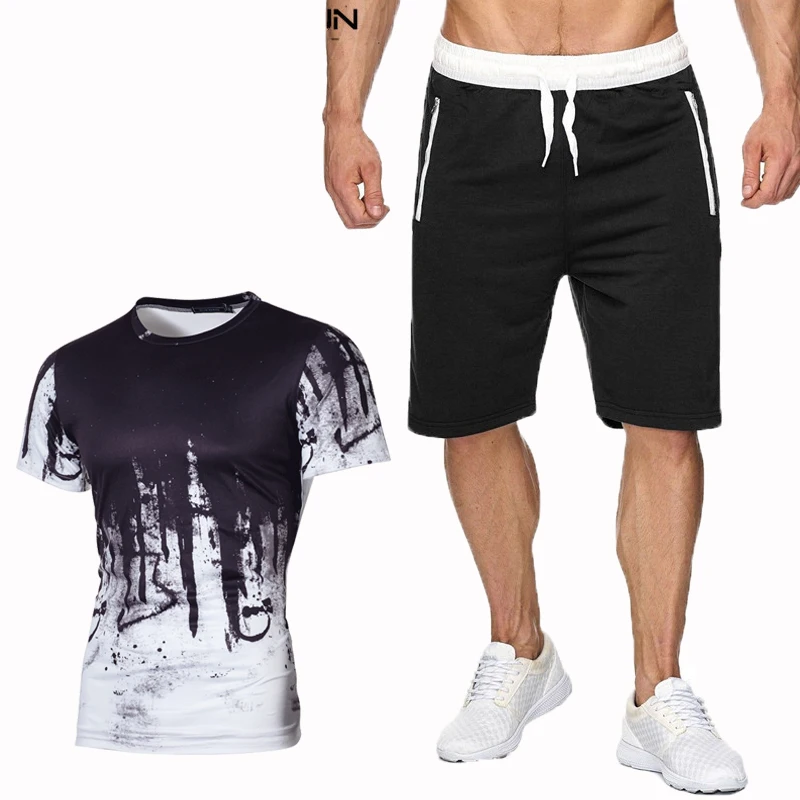 

Summer solid color 3D digital gradient printing new high quality men T-shirt 2020