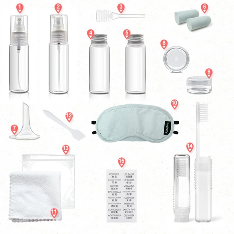 Портативный 13 шт./компл. прозрачный пластиковый дорожный набор косметическая