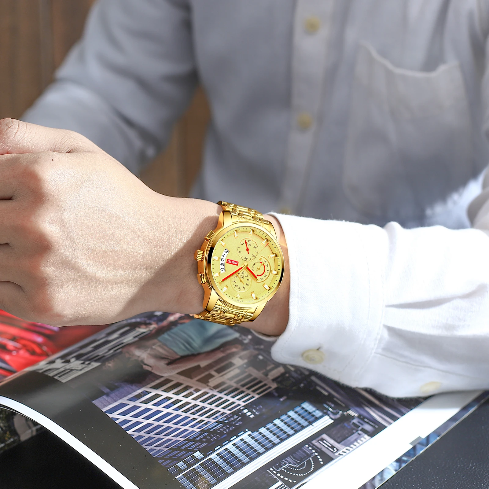 

2Pcs NIBOSI 2358 Mens Watches Top Brand Luxury Military Male Clock Waterproof Sport Gold Dress Men Wristwatch Relogio Masculino