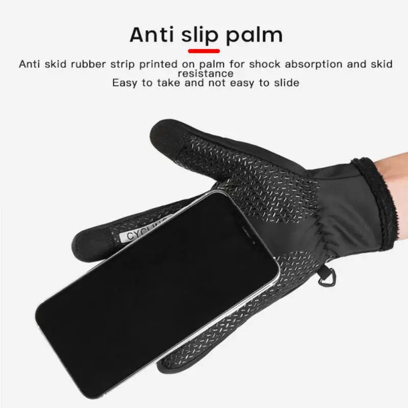

Men's Cycling Gloves Winter Gloves Waterproof Cycling Fluff Warm Gloves Touchscreen Windproof Anti Slip Tactical Mitten