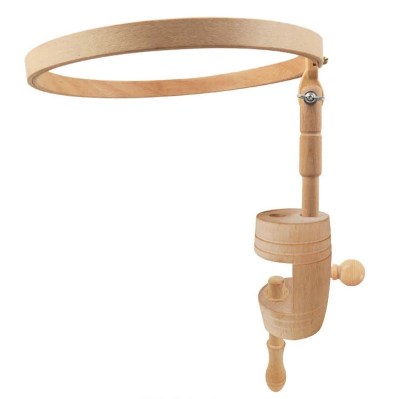

Wooden Embroidery Hoop Adjustable Desktop Stand Cross Stitch Rack Frames Rings for Adults Mother Gifts