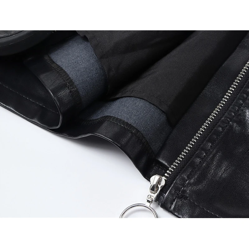 

Sexy Slim PU Faux Leather Crop Skirts High Waist Side Lace Zipper Clothing Female Fashion A-Line Party Night Club Bodycon Skirts