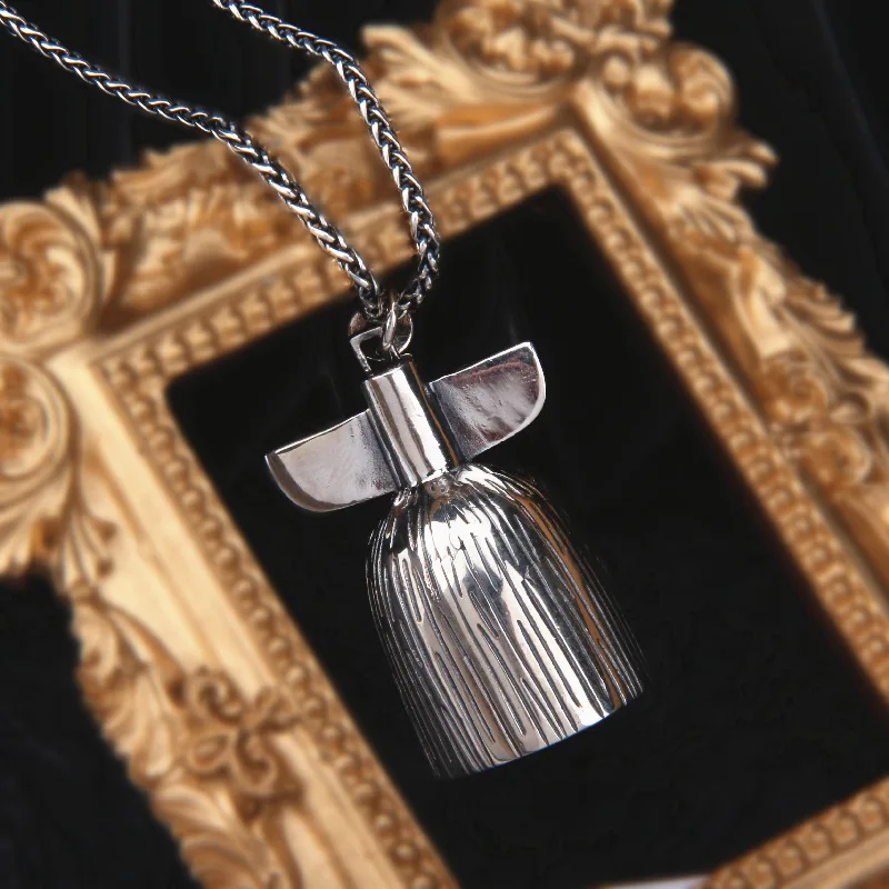 

Indian Totem Bells Real 925 Sterling silver Vintage Necklace Pendant Jewelry Women Men 2021 Wholesale Items Colgante Mujer P11