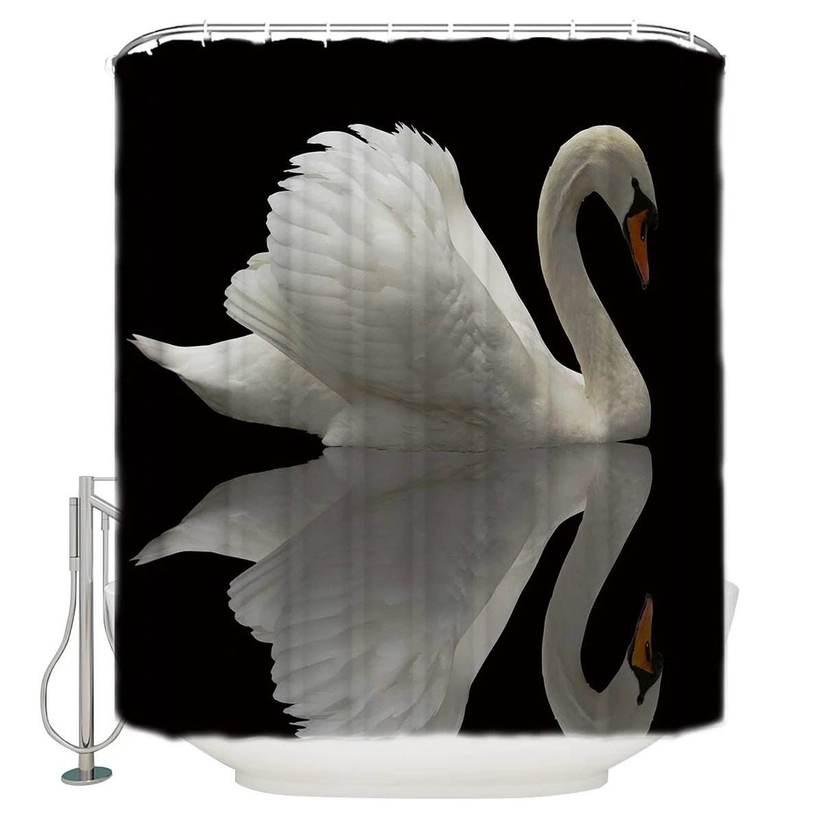 White And Black Elegant Animal Shower Curtain Designed Bath Meditation Home Decor Bathroom Screen With Hooks180x200cm | Дом и сад