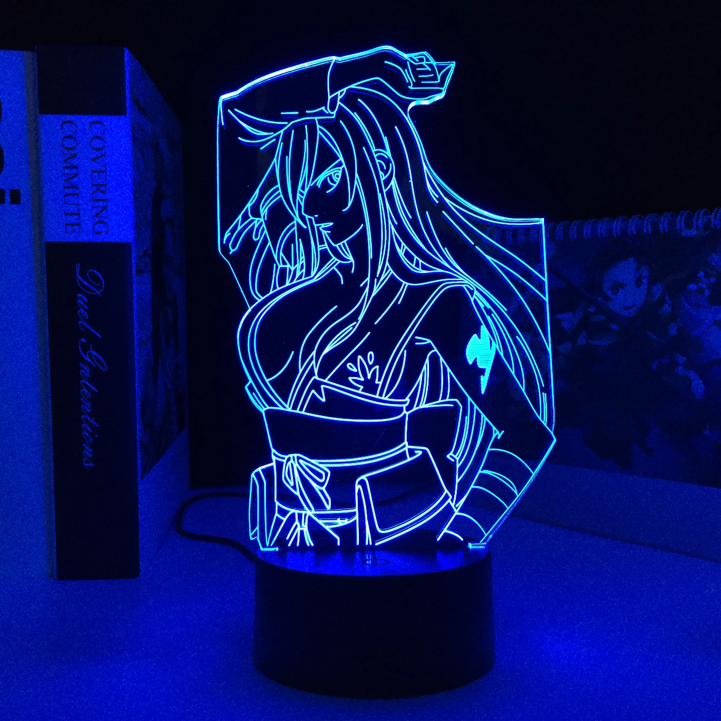 

Fairy Tail Anime Figure Erza Scarlet LED Nightlight for Child Bedroom Night Light Birthday Christmas Gift Manga 3D Table Lamp