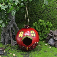 pomegranate shape resin bird house outdoor hanging hummingbird nest garden decor