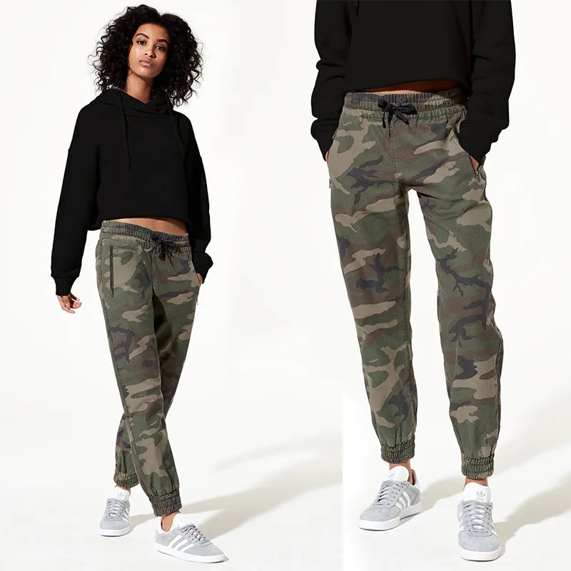

Women's High Quality Camouflage Harlan Pants Spring Autumn Cotton casual pants Women Army Green Pants Female Ladies Trousers