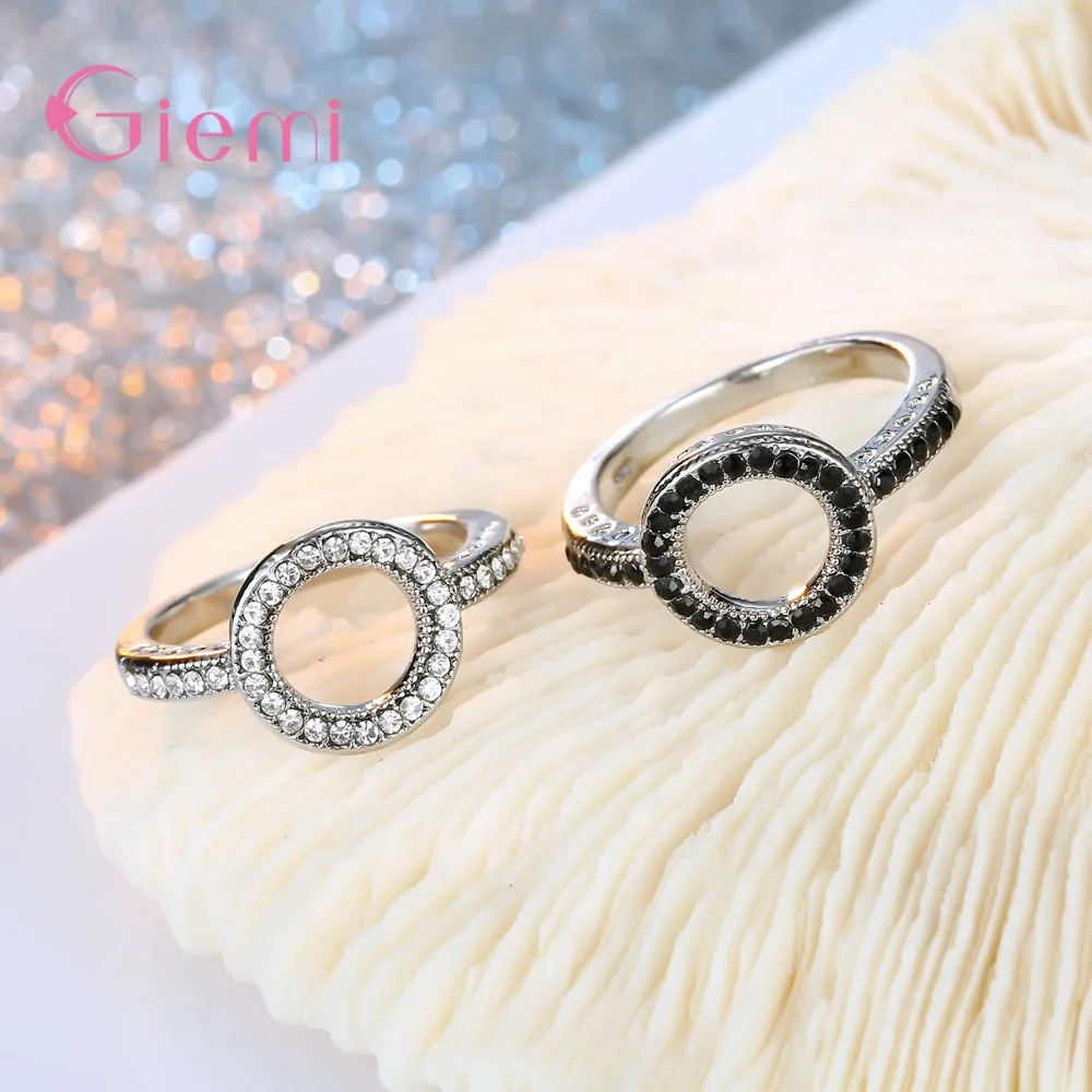 

Fashion Women Engagement Round Design Finger Rings 925 Sterling Silver Metal Knuckle Rings Rhinestone Gift Jewelry