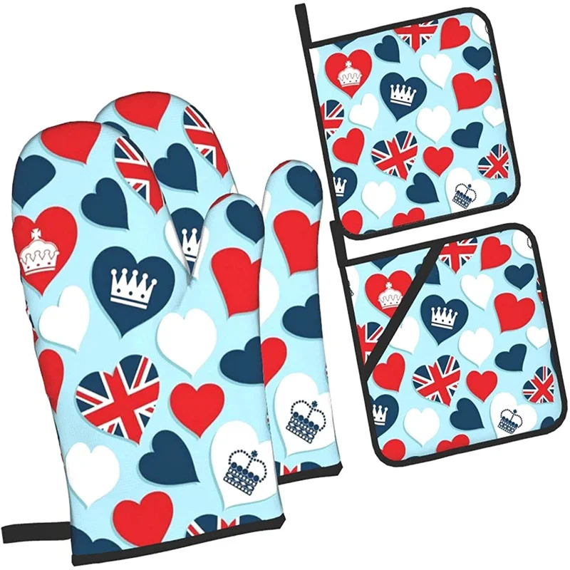 

oven mitts，silicone oven mitts，oven gloves，kitchen accessories，2pcs oven mitts，baking gloves，heat resistant gloves 4-piece set