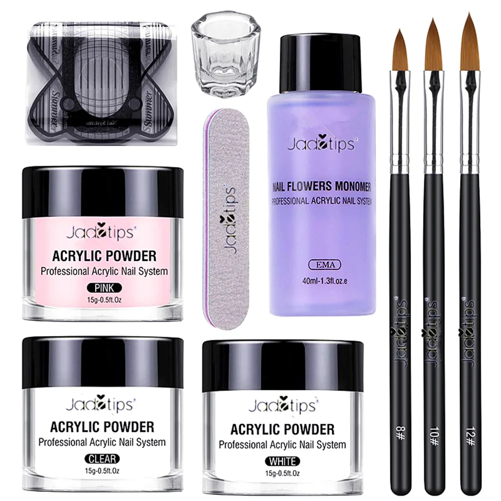 

Crystal Powder kit Acrylic Powder Gel Nail Polish Set Liquid with Nail Brush File Nails Art Decoration Extension Manicure Tools