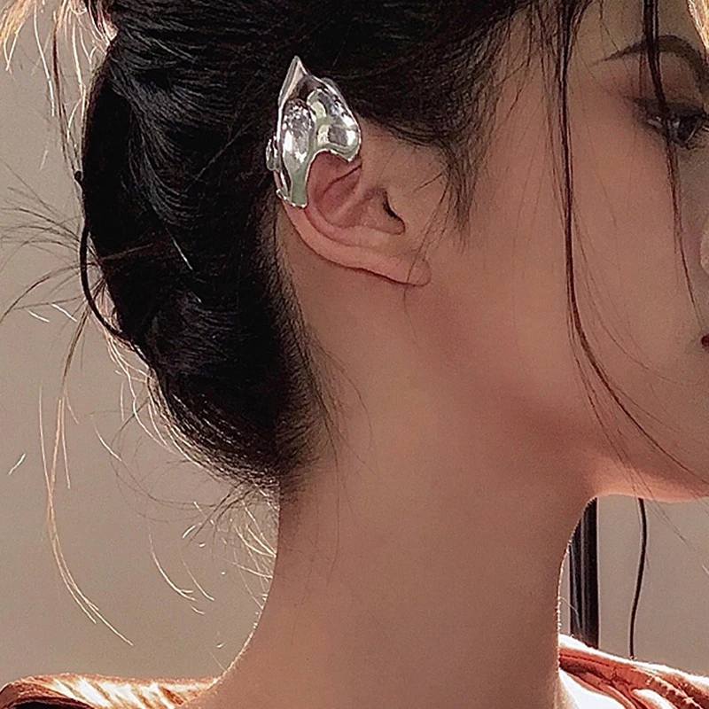 

Punk Fairy Clip Earrings For Women Goth Irregular Metal Ear Cuffs Unusual Statement Design No Piercing Earrings Korean Fashion