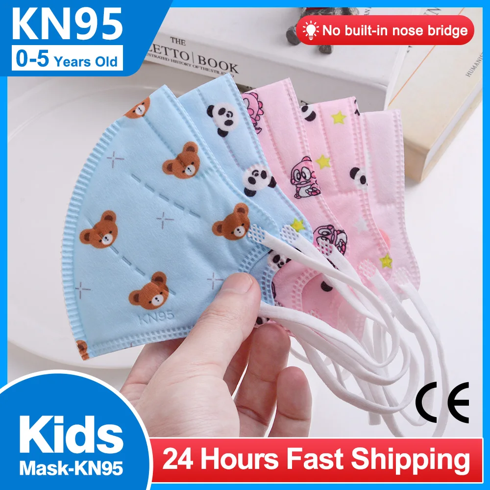 

10-100PCS 0-5 Ages Colored FFP2 kn95mask Kids Masque Enfant Cute Cartoon ffp2 kn95 Face Masks For Children Reusable Child Mask