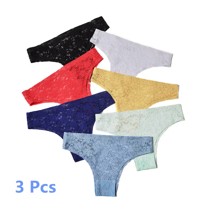 3 шт./лот кружевные трусики женское нижнее белье сексуальные трусы бесшовные с