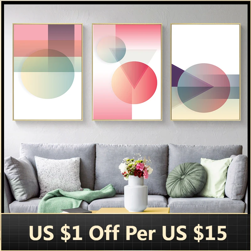 

Abstract Nordic Style Colorful Geometric Pattern Paintings on Canvas Minimalist Poster Print Wall Art Picture Living Room Decor