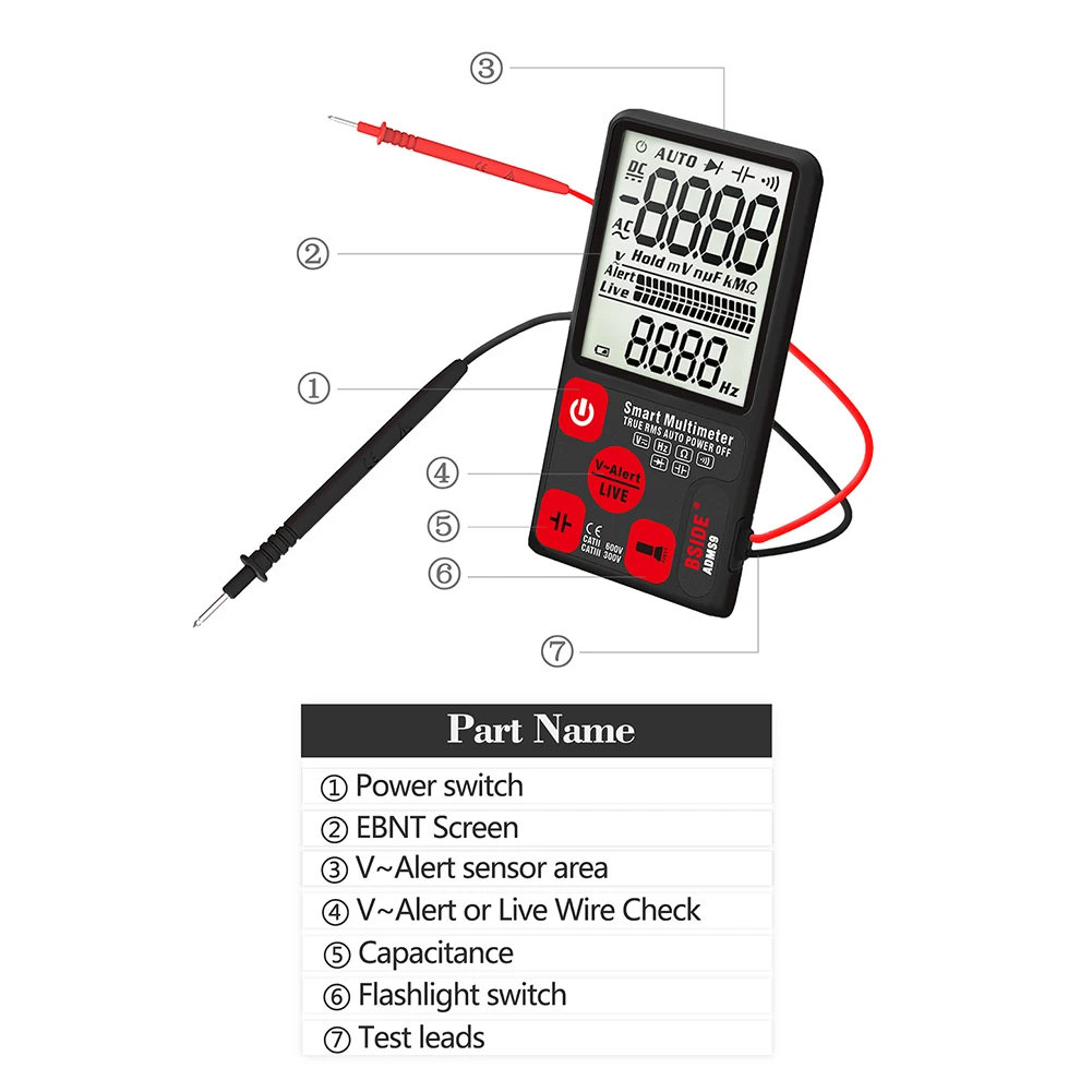 Умный Автоматический цифровой мультиметр 3 5 дюймов Большой экран дисплей