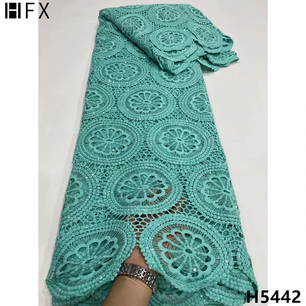 

HFX 2021 Latest Guipure Lace Cord Lace Embroiderey French African Lace Fabric High Quality Nigeria Lace Fabric For Wedding H3533