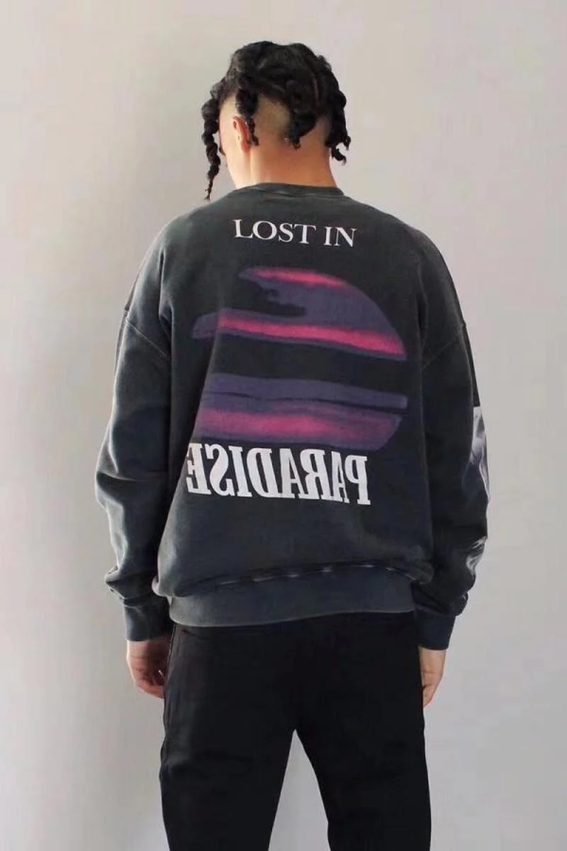 

22SS Classic Washed Sunset Print Askyurself Hoodies Men Women EU Size 100% Cotton Askyurself Pullover Streetwear Winter Lil Peep