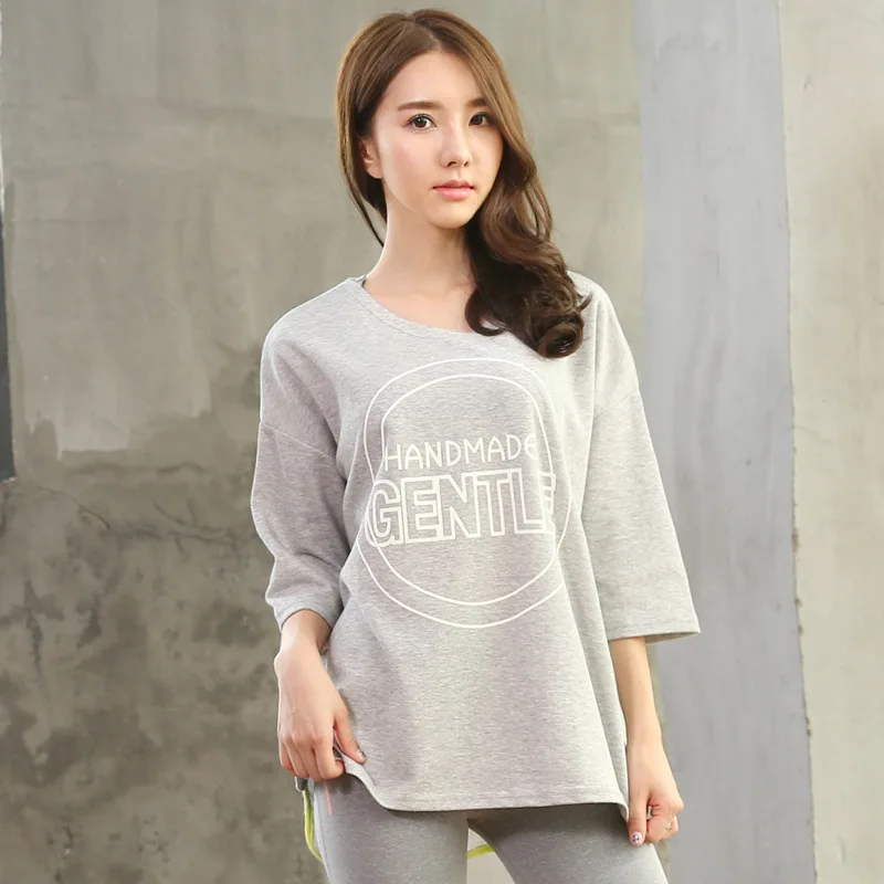 Свободные топы для тренировок женщин черный белый серый короткий рукав женский