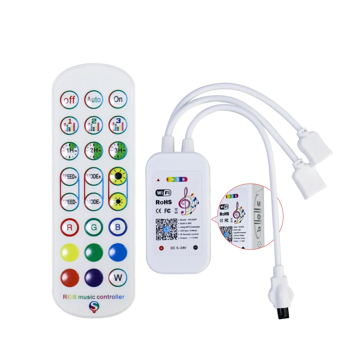 

Wifi APP RGB Led Controller DC5-24V Bluetooth Music Control 40 Keys 16 Million Colors with Timer Mode for 5050 2835 Strip
