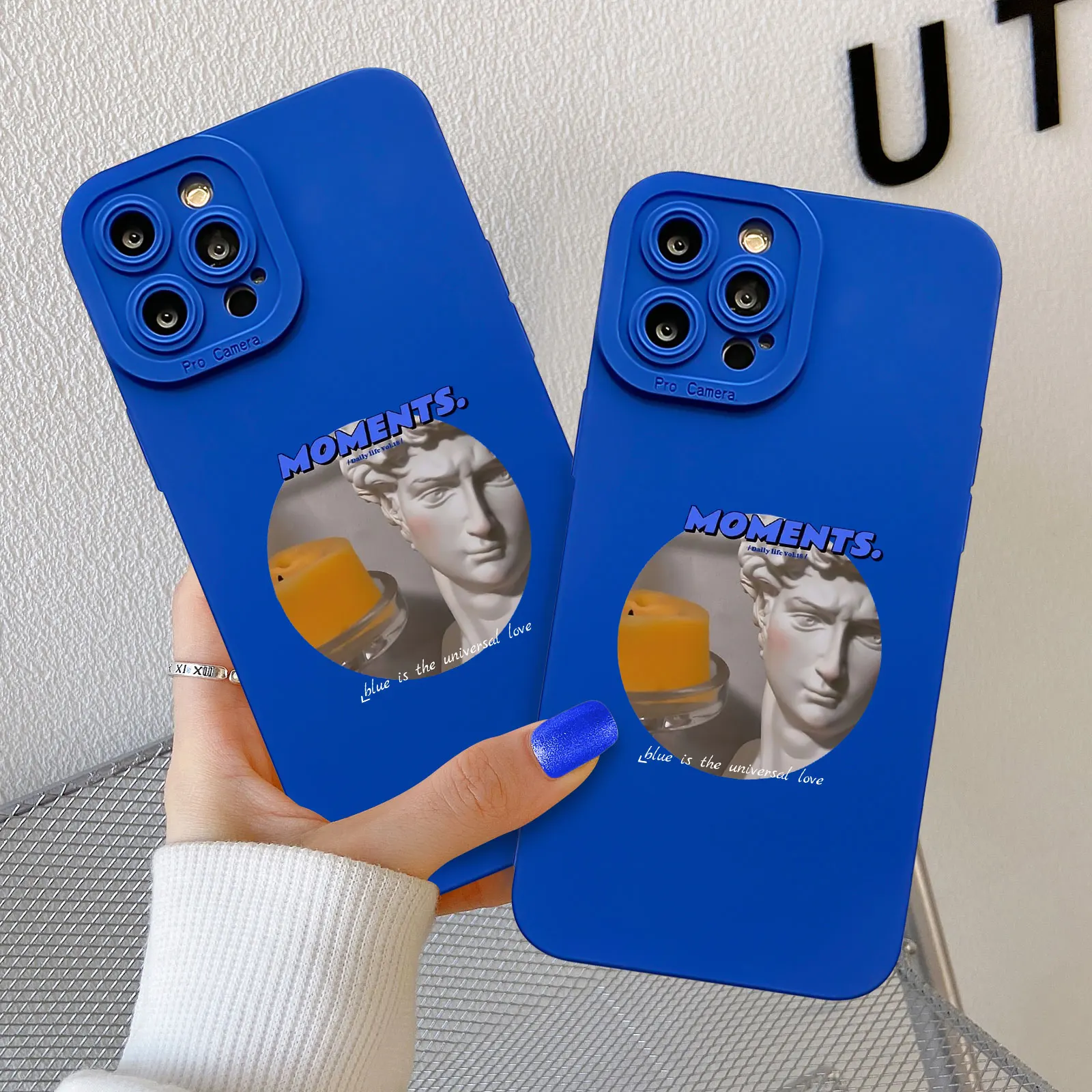 

Klein Blue Case for IPhone 13 12 11 Pro Max Art Plaster Pattern Funda for Iphone 11 12 13 Pro Shockproof Lens Protection Cover