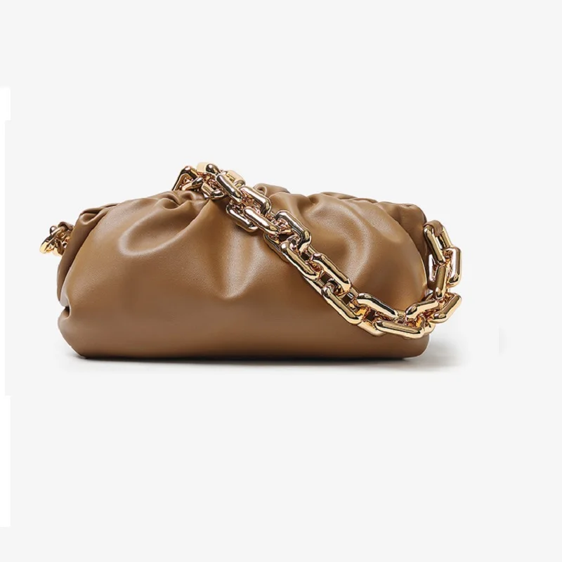 

2021 New Thick Chain Ladies Soft Wrinkled Cloud Bag Star Same Dumpling Single Shoulder Underarm Women's High Quality Bag